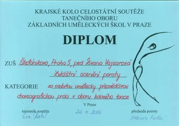 Krajské kolo celostátní soutěže tanečního oboru ZUŠ, Praha 2006