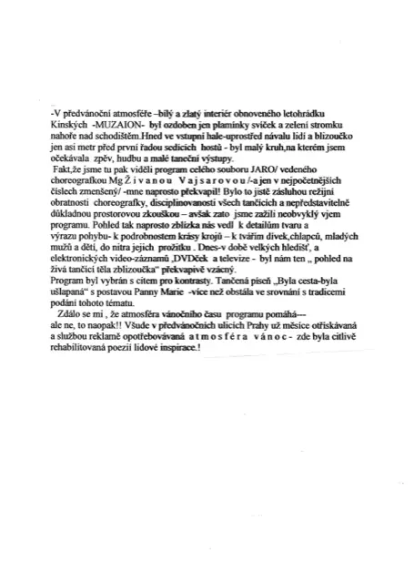 Sken článku: Povídání o vánočním představení v letohrádku Musaion